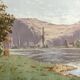 Ancient painting "Landscape at the River" E. Poux Doubs signed cf. Isenbart Charigny