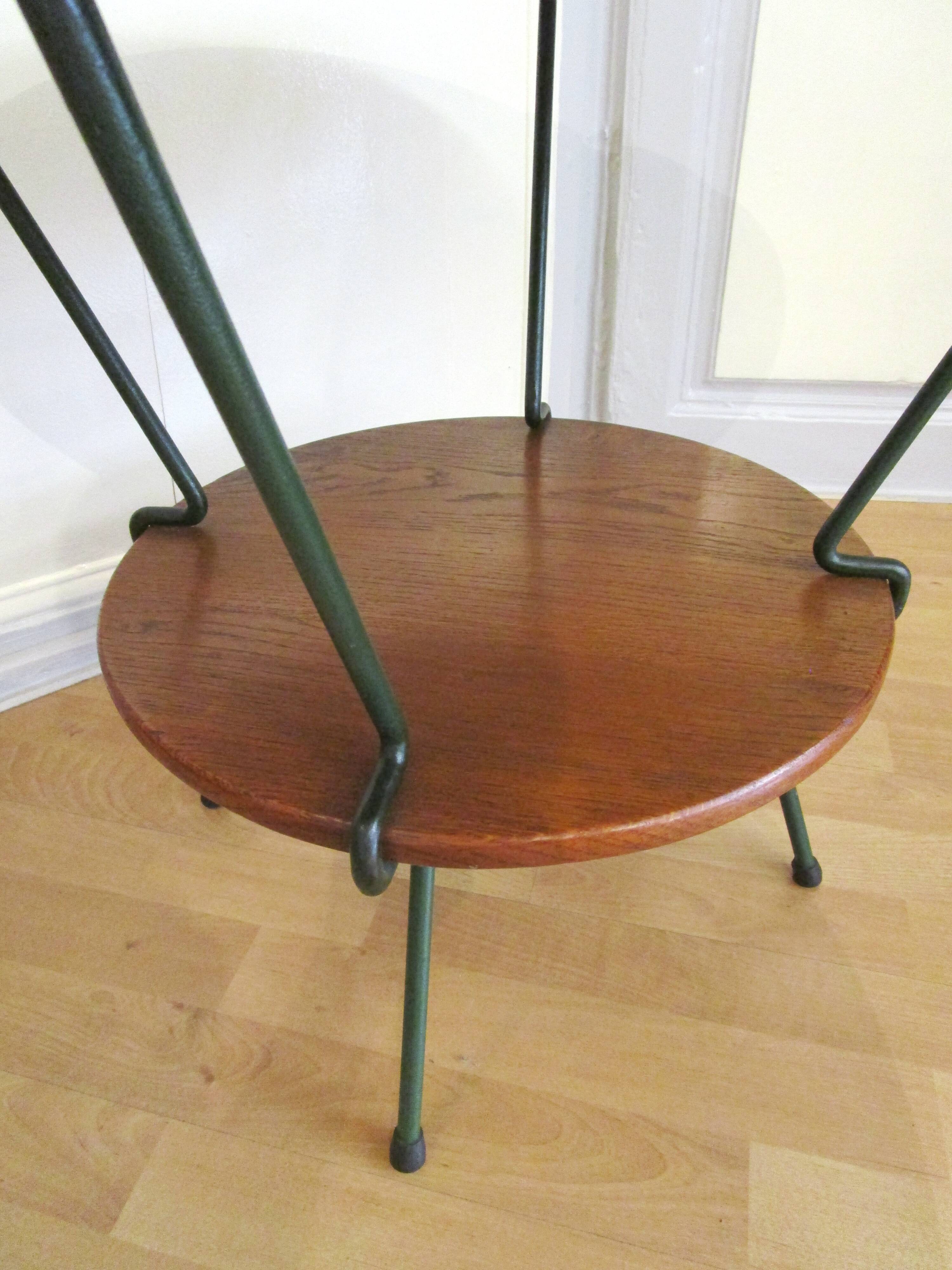 Round coffee table solid wood and vintage metal