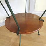 Round coffee table solid wood and vintage metal
