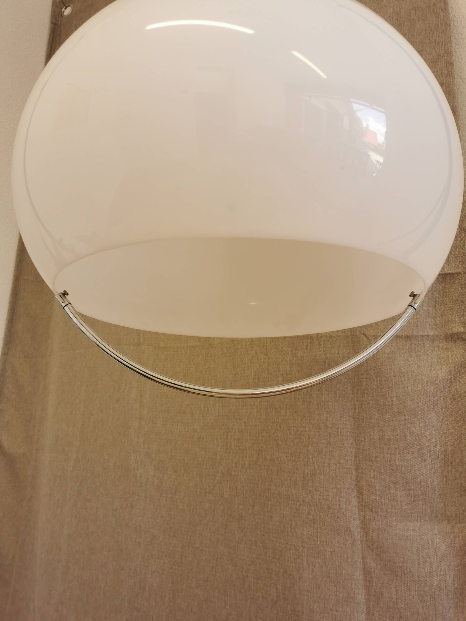 Vintage Meblo White Pendant Lamp: 1970s Italian Space Age Lighting