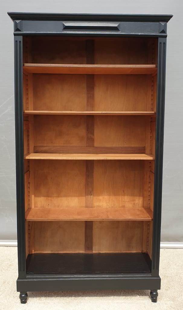 Open bookcase XIXth lacquered black