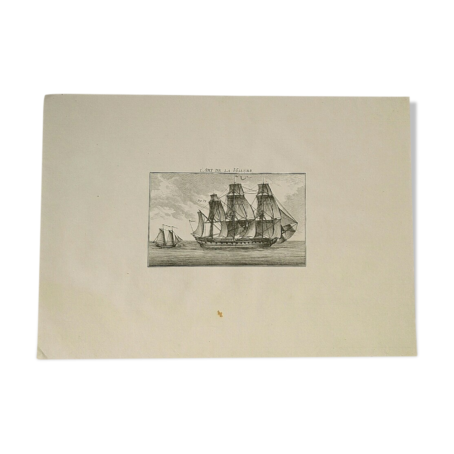 Engraving EIGHTEENth the art of the sail Marine painting