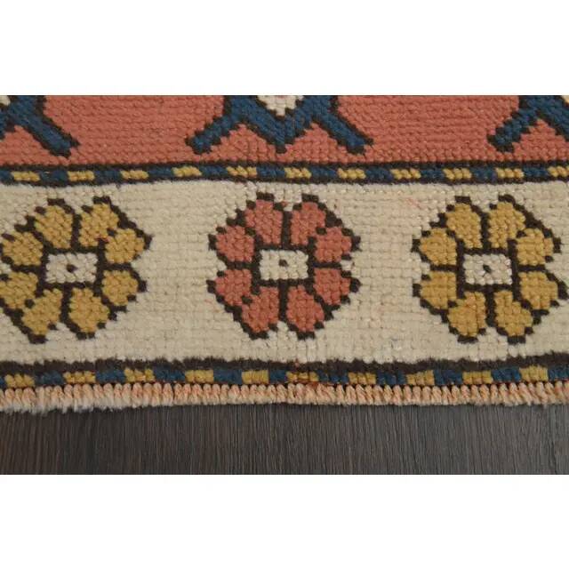 1970s Vintage Turkish Oushak Handmade Orange Runner Rug  91x361