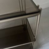 Hi-fi or TV cabinet in wired metal & smoked glass in the Sauze style, 1970