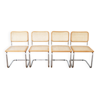 4 chaises Cesca B32 Breuer Made in Italy - cannage des assises refait