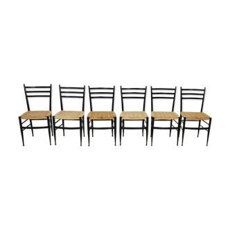 Set of 6 italian Chiavari Spinetto dining chairs, 1950s