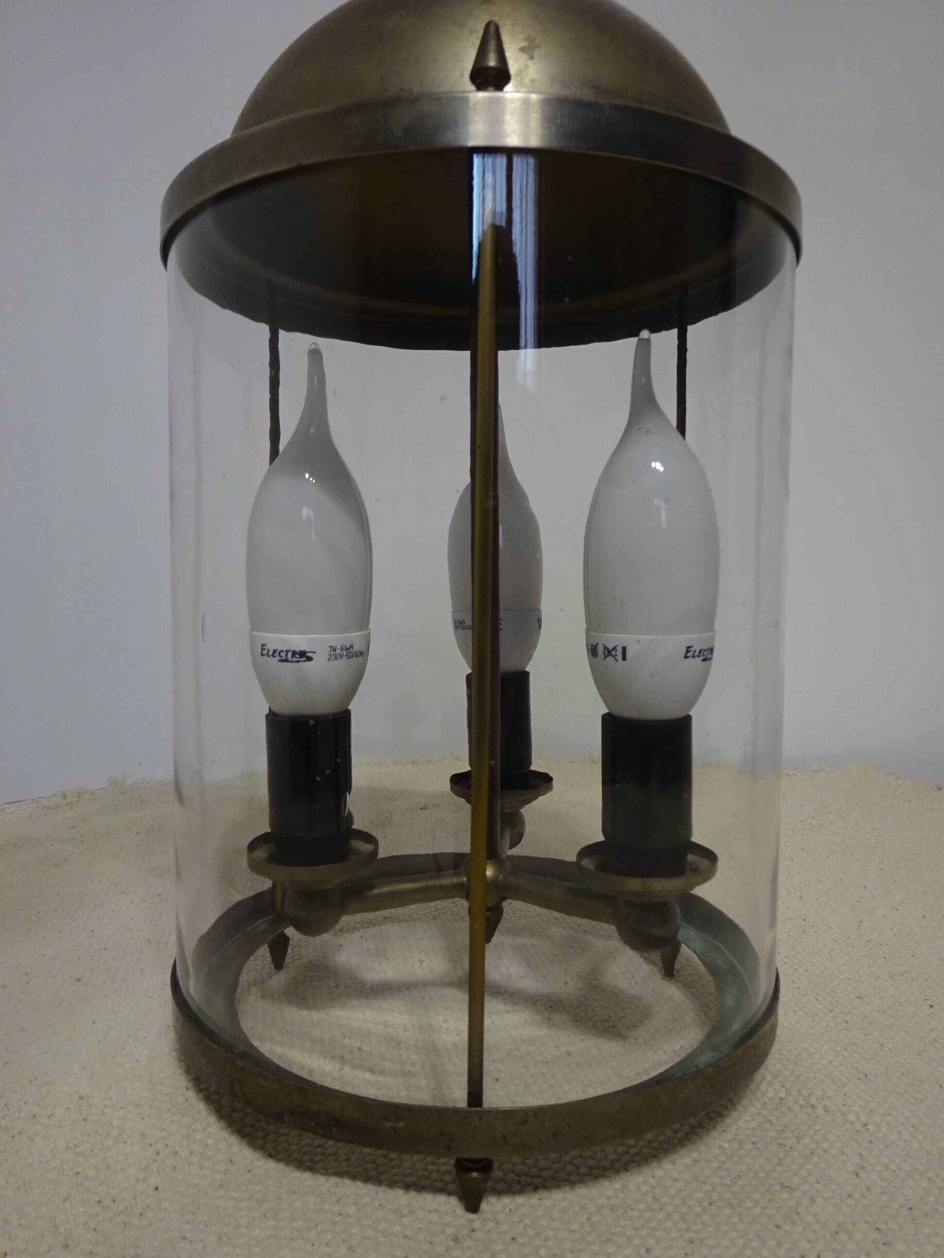 Metal and glass pendant light