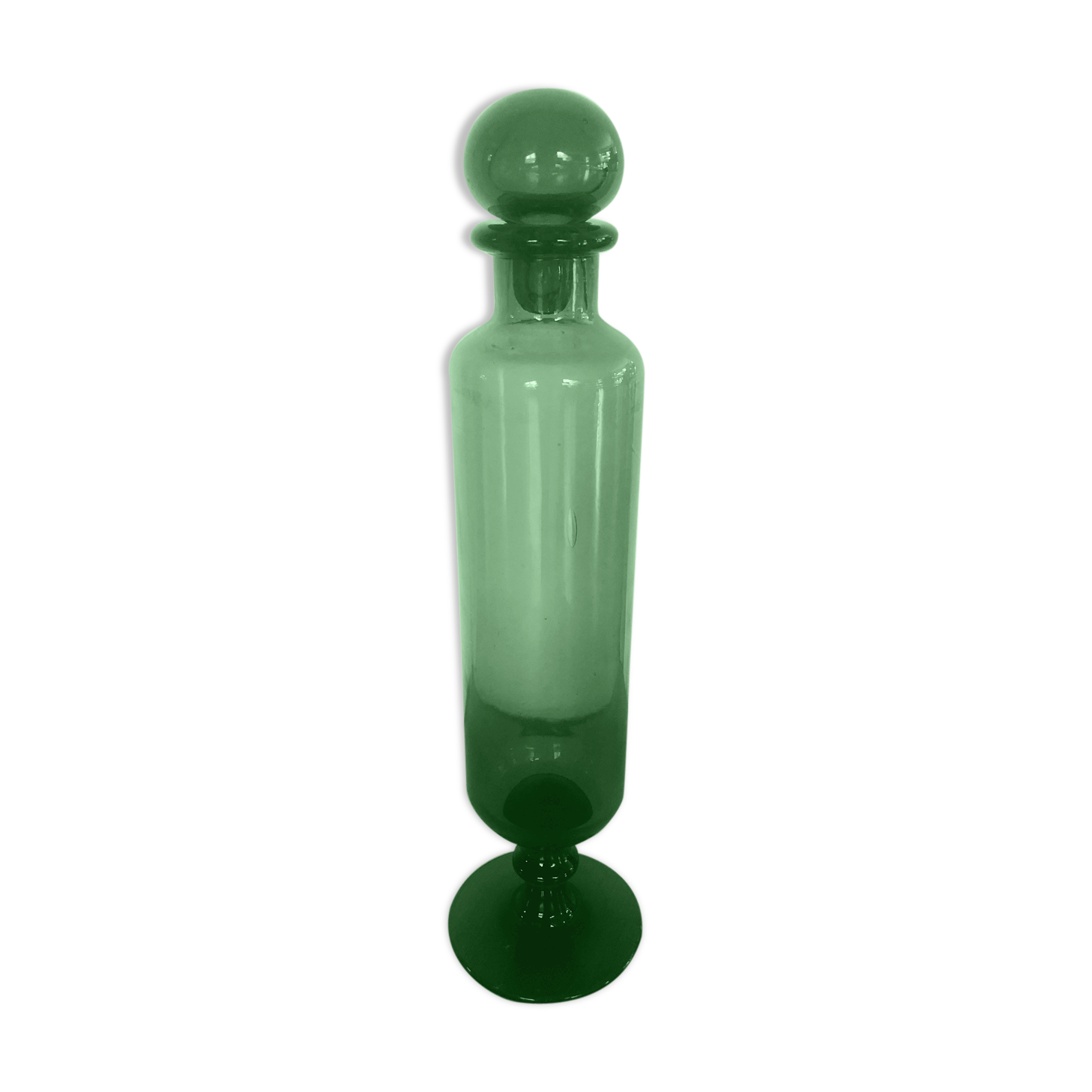 Green glass standing apothecary bottle