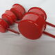 Red enamelled sheet metal pans