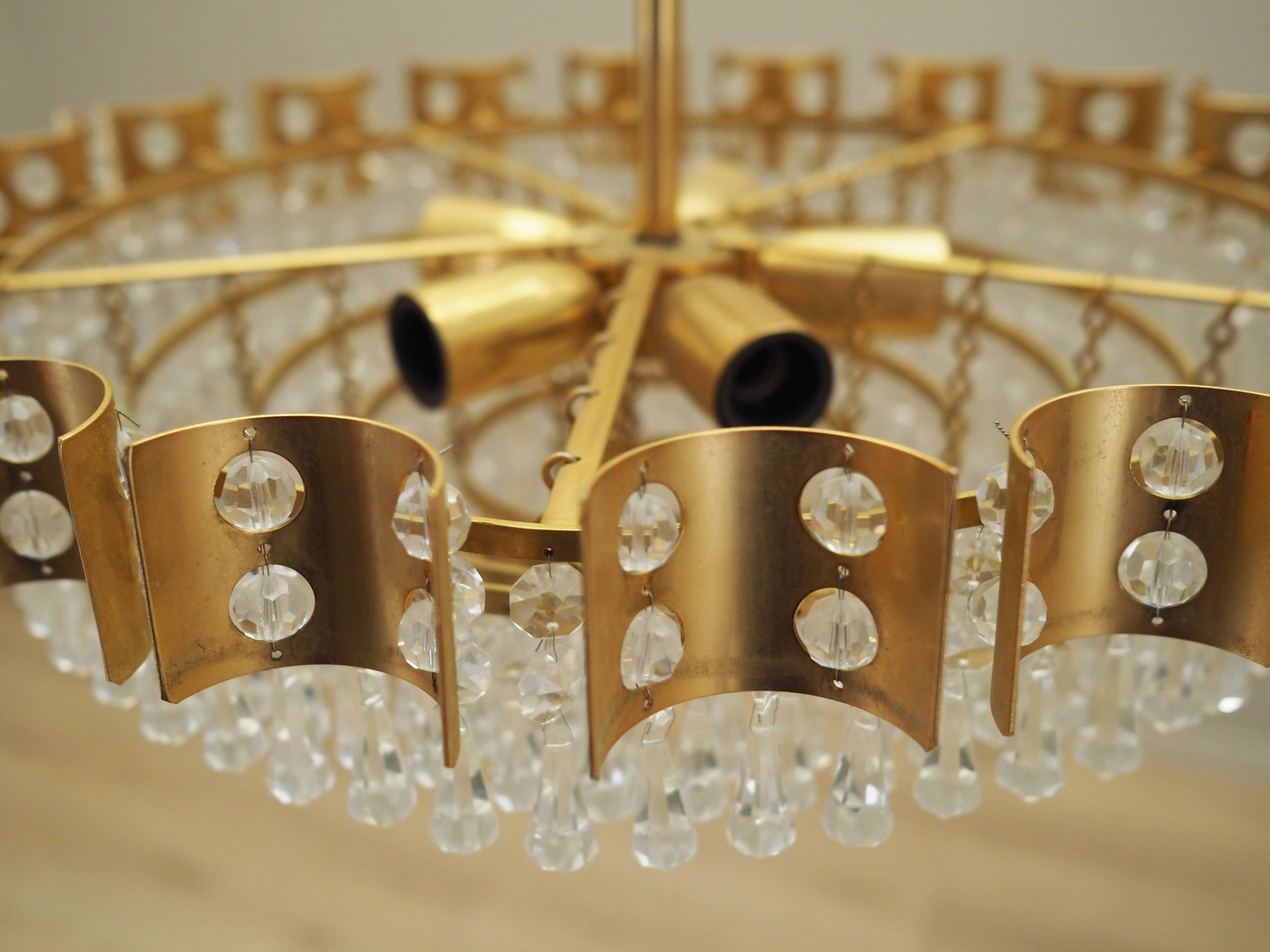 Brass chandelier, Danish design, 1970s, produced in Denmark