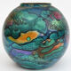 Vase ball eglomisé in lacquered glass by Jean Noel BOUILLET