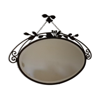 Miroir ovale en fer forgé art nouveau 93x57cm