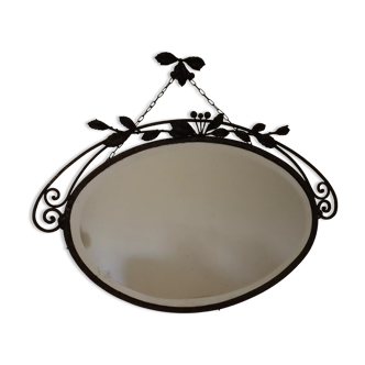 Oval wrought iron mirror Art Nouveau