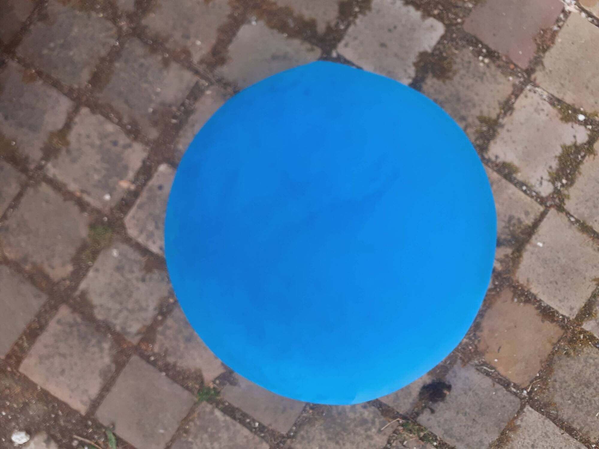 Pair of stools, blue ball ottoman from the 80s.