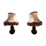 2 lampes pieds céramique rouge avec abas-jour pagode