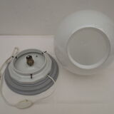 White globe table lamp support grey wood bead