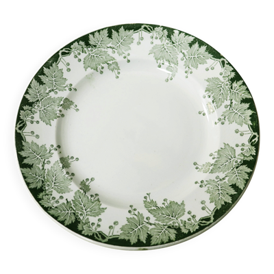 Assiette plate vintage motif feuilles de vigne