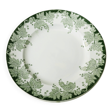 Assiette plate vintage motif feuilles de vigne