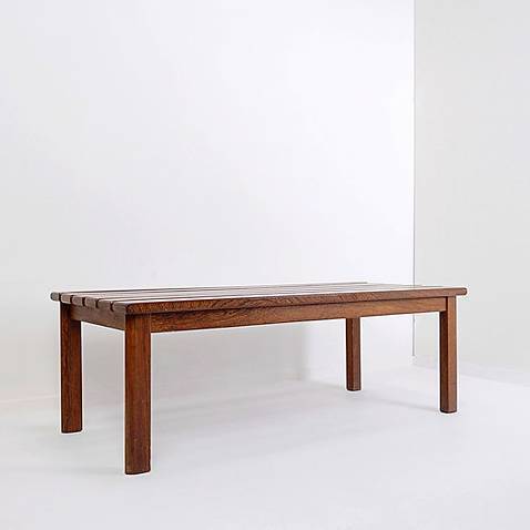 Vintage Wood Slatted Bench - 1960s