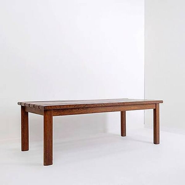 Vintage Wood Slatted Bench - 1960s
