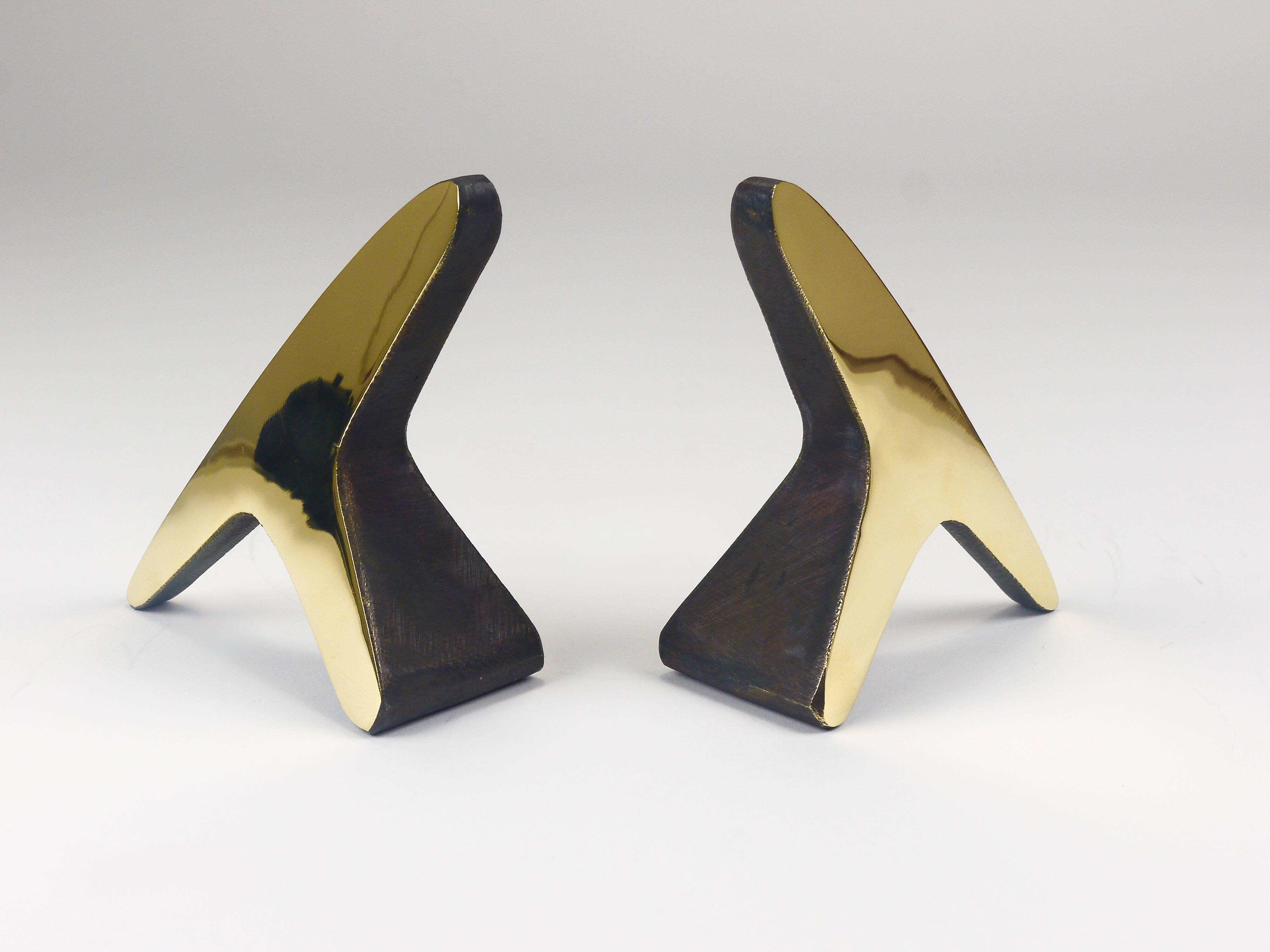 Pair Carl Auböck Minimalist Mid-Century Brass Bookends #3847, Vienna, Austr