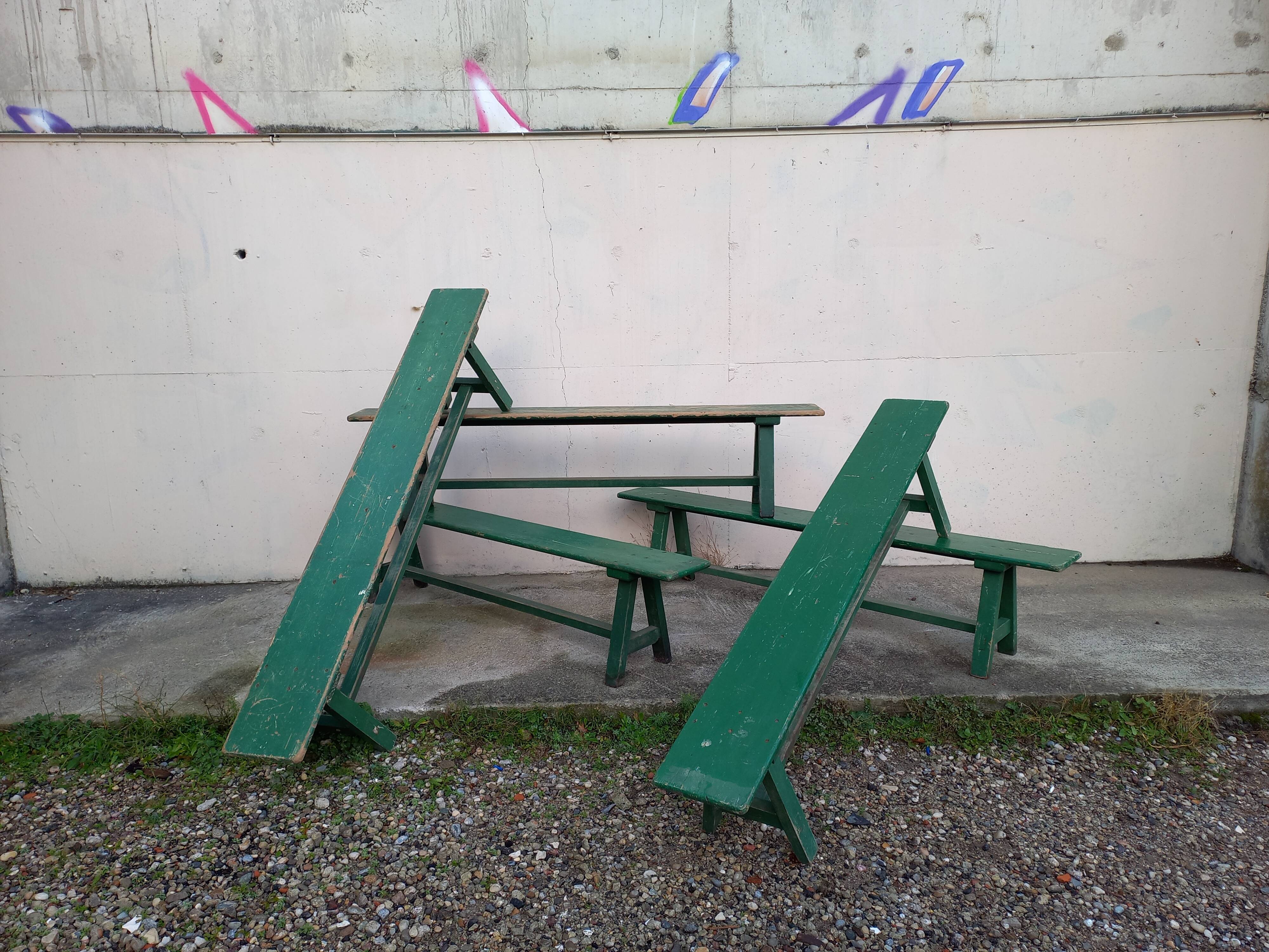 Benches of guinguettes, lot of 5