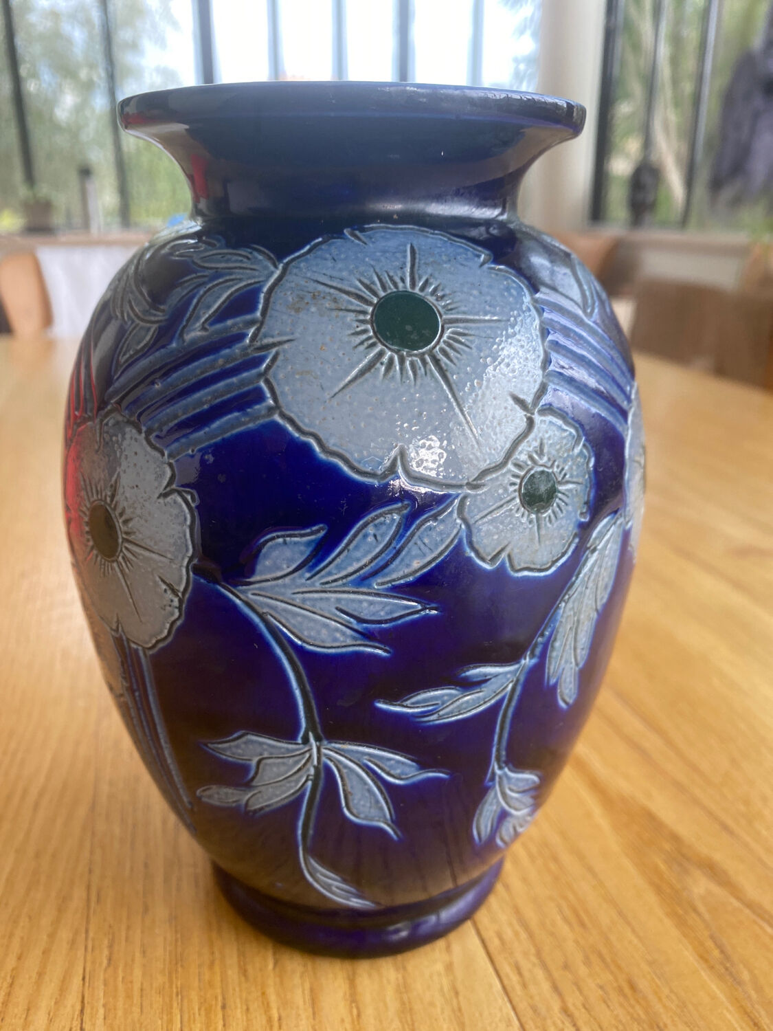 Alsace stoneware vase signed P Schmitter