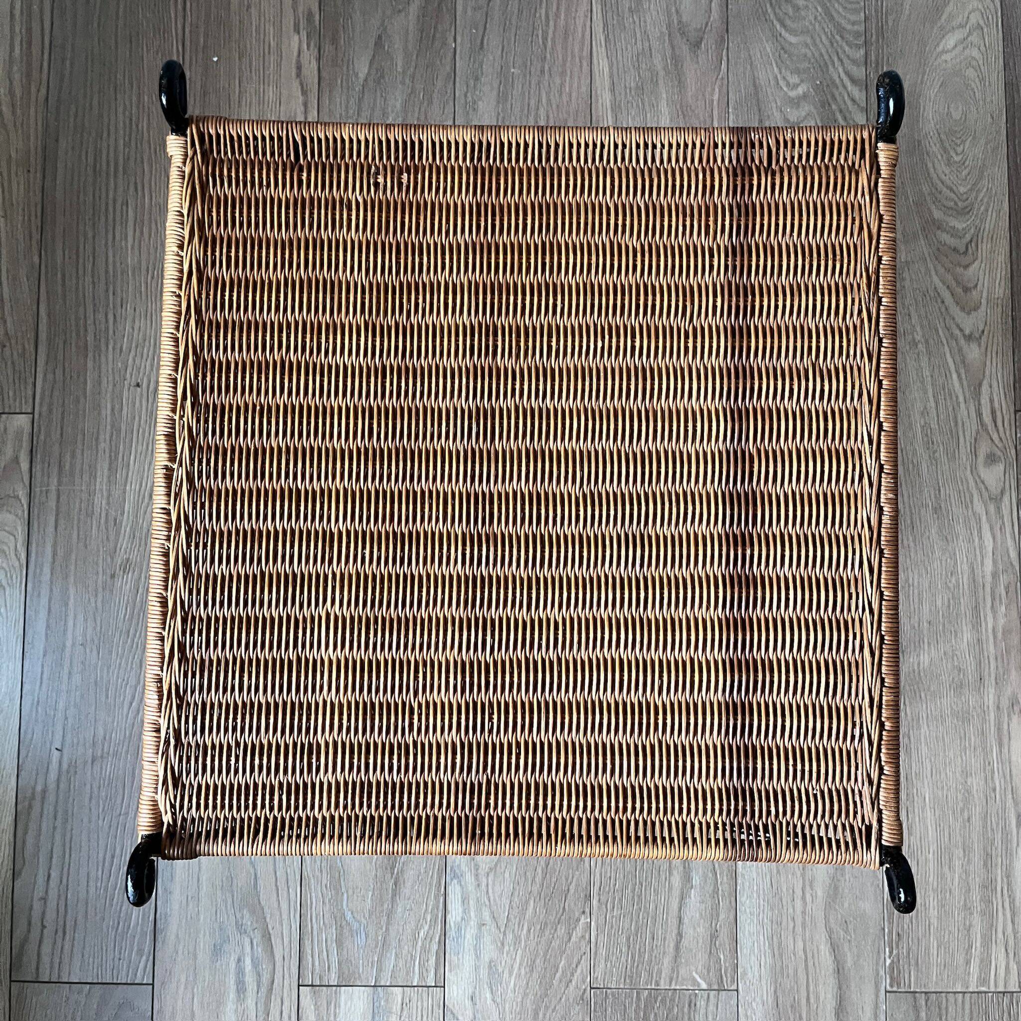 Vintage woven wicker coffee table