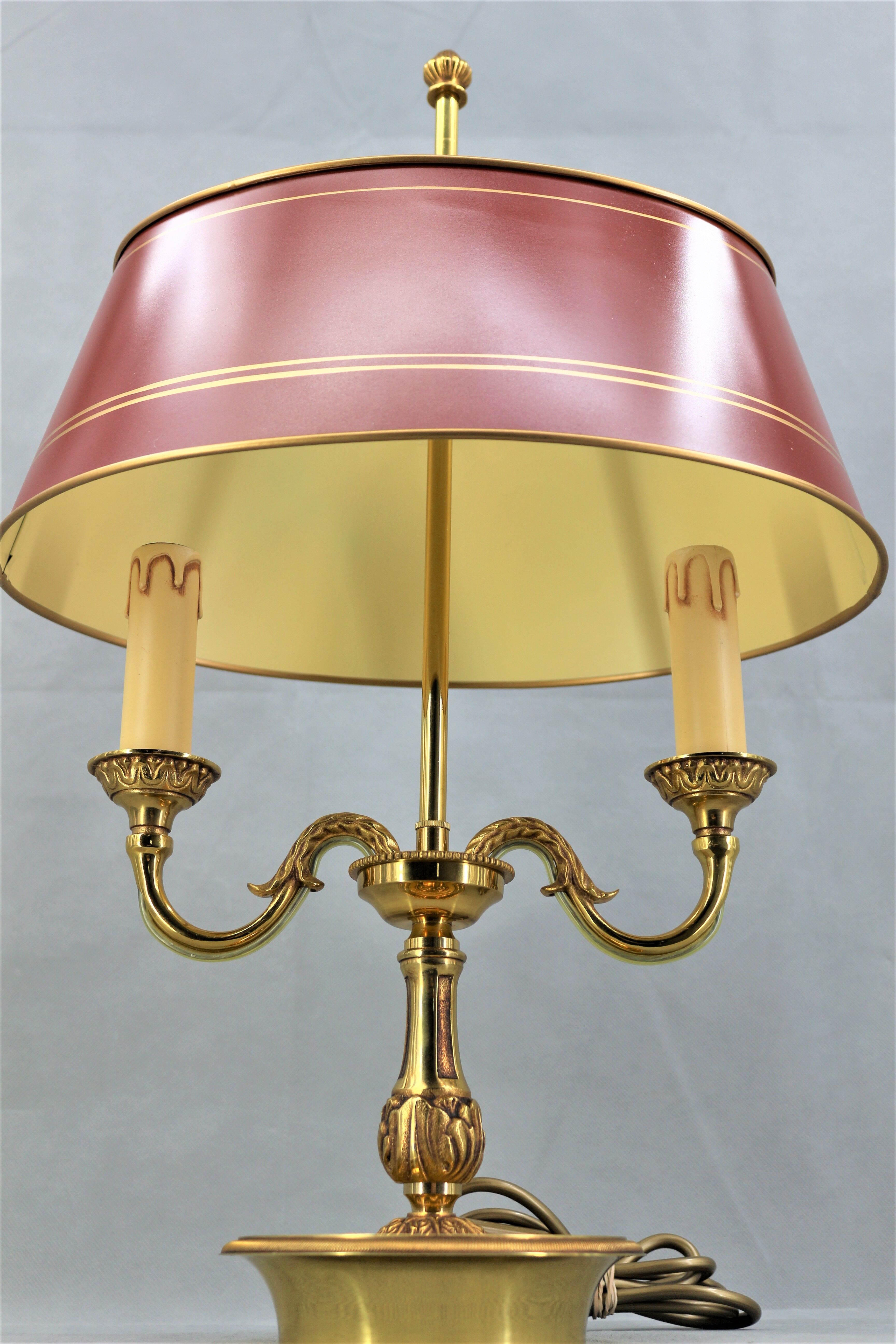 Hot water bottle lamp in solid bronze gilded style Louis XVI Lampshade Color Bordeaux "Lucien Gau"
