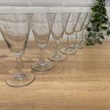 Set of 6 engraved wine glasses