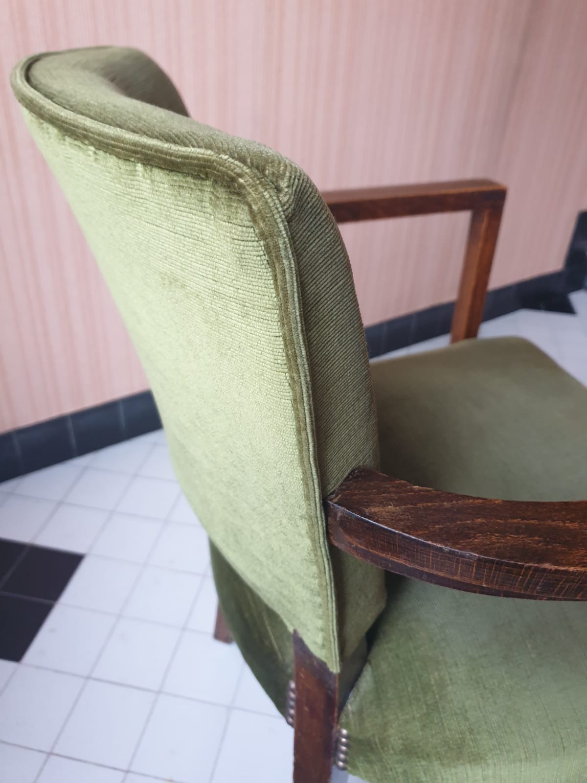 Pair of bridges in green velvet and dark wood