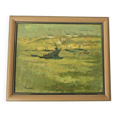 Oil painting on canvas - Breton landscape, signed Jean Jacques Morvan