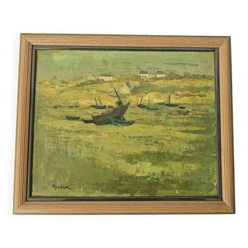 Tableau Huile sur toile - Paysage Breton, signé Jean Jacques Morvan