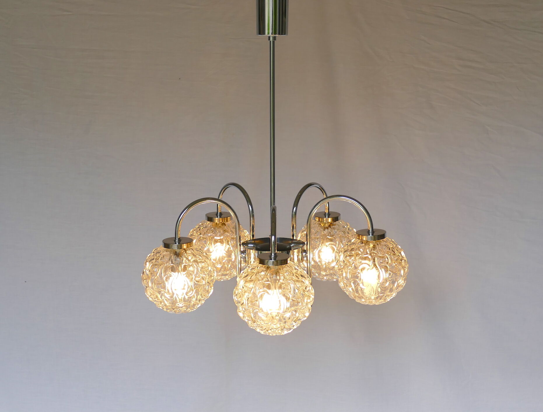 Vintage chandelier 5 modernist lights circa 1960