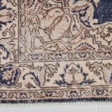 4x7 Beige & Blue Wool Vintage Rug, Handwoven Persian Rug, 116x198Cm