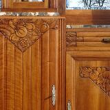 Buffet Art Déco en noyer avec marbres et guérites
