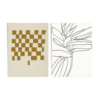 Pair of prints, checkered wall art set of two, 50x70cm