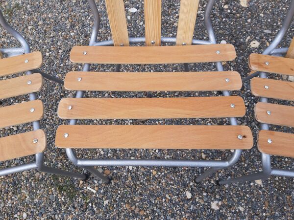 Lot de 4 chaises de bistrot fer et bois