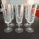 Set of 6 crystal champagne flutes