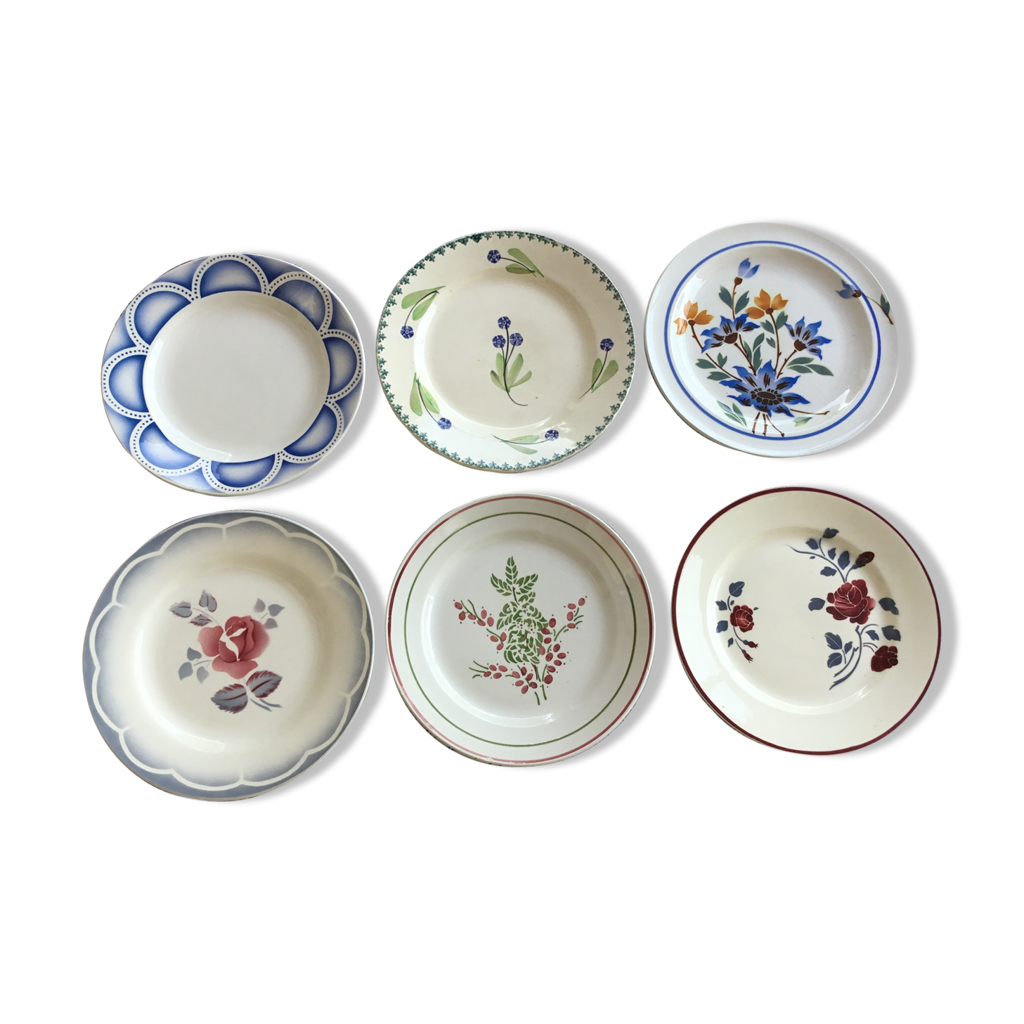 Set of 6 mismatched plates