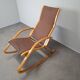 Rocking-chair Art déco en bois cintré et tissu, Tchécoslovaquie 1930