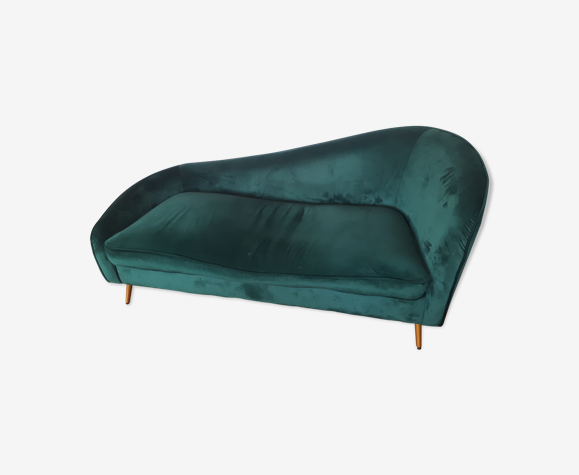Méridienne contemporaine en velours vert