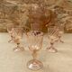 Antique Pink Blown Glass Pitcher Set + 6 Vintage Liqueur Glasses