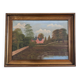 Vintage original landscape oil painting, signed countryside art, c. 1930