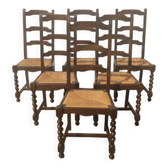 Set of 6 Louis XIII style chairs