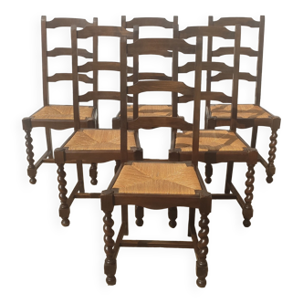 Ensemble de 6 chaises de style Louis XIII