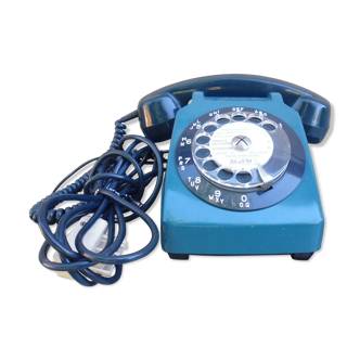 Telephone à cadran bleu des années 70 80