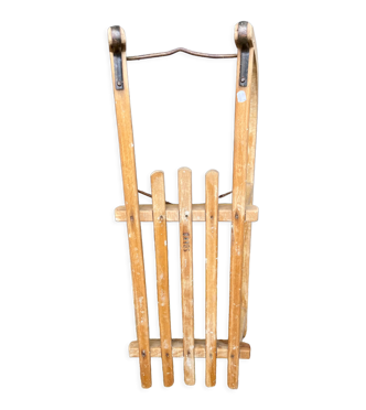 Ancienne Luge En Bois – Jouet Vintage Sports D'hiver, Très Bon état