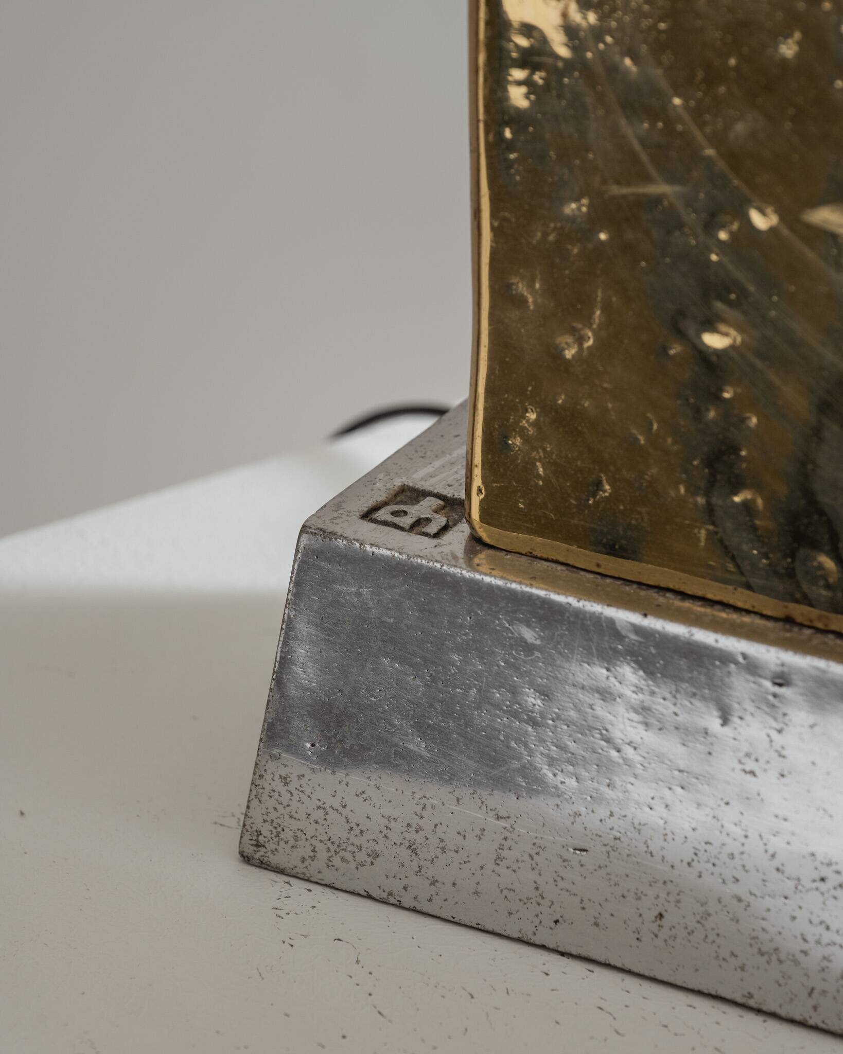 BRUTALIST BRONZE LAMP, DAVID MARSHALL, 1980s