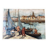 Old marine painting signed